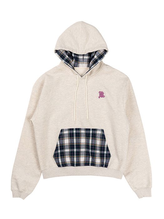 CHECK POINT LOOSE HOODIE [OATMEAL]
