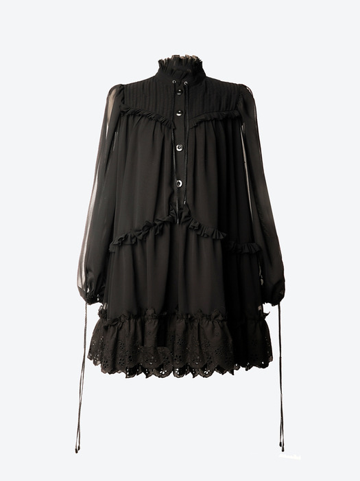 Victorian Lace-Trim Mini Dress(Black)_UWS-SS11