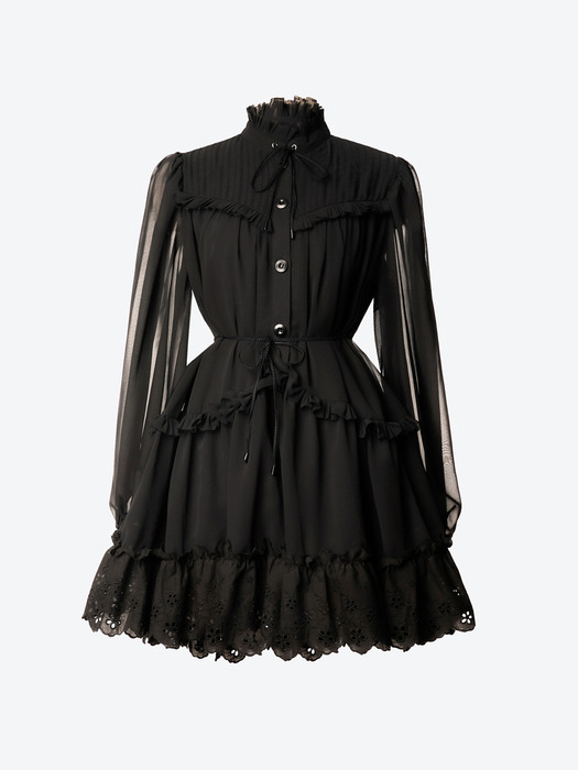 Victorian Lace-Trim Mini Dress(Black)_UWS-SS11
