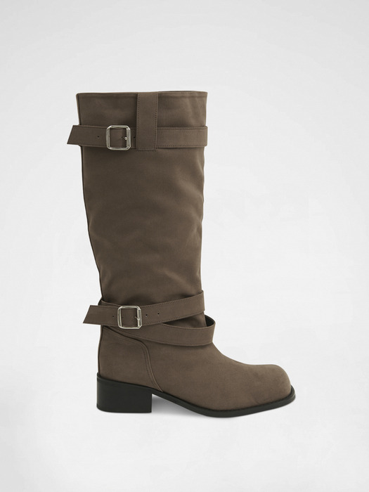 BELTED SLOUCHY BOOTS (MULTI-WAY) / BROWN
