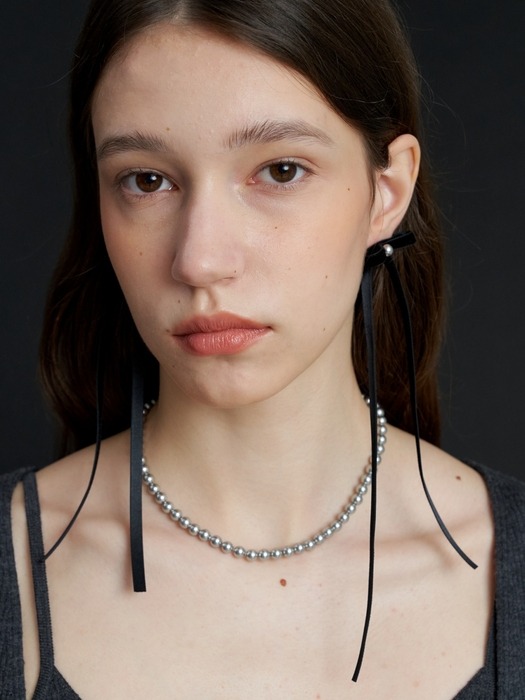 Pearl Velvet Ribbon Earrings (L233MER110)