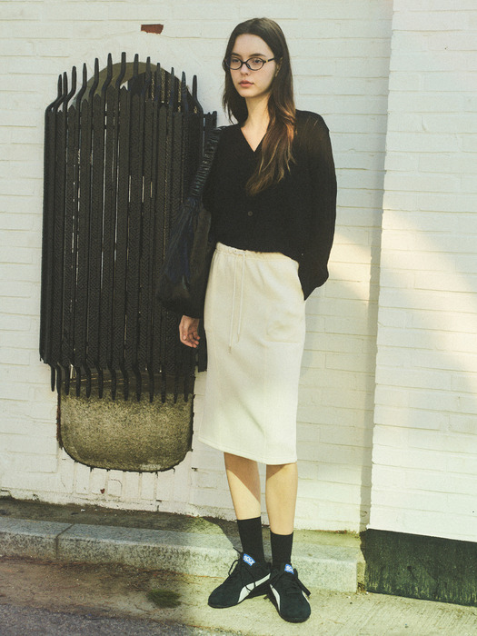 Every Day Relaxed Pencil Midi Skirt_CTS605(Cream)