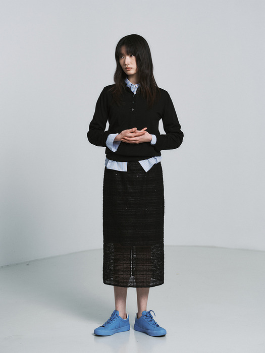 TULLE LAYER PENCIL SKIRT_BLACK