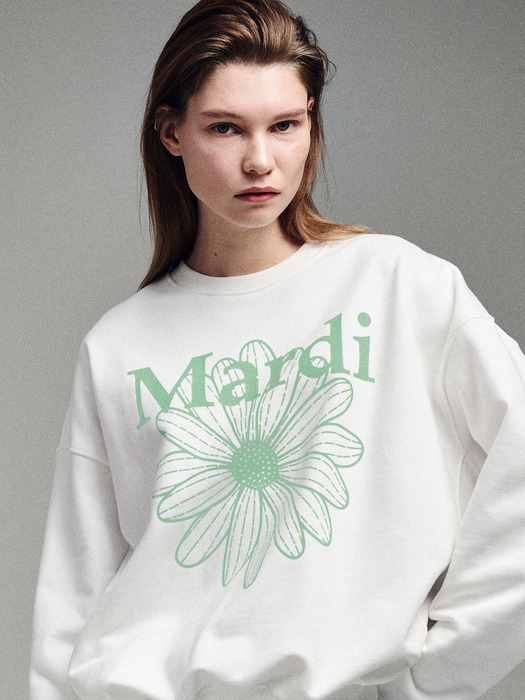 SWEATSHIRT FLOWERMARDI_WHITE MINT