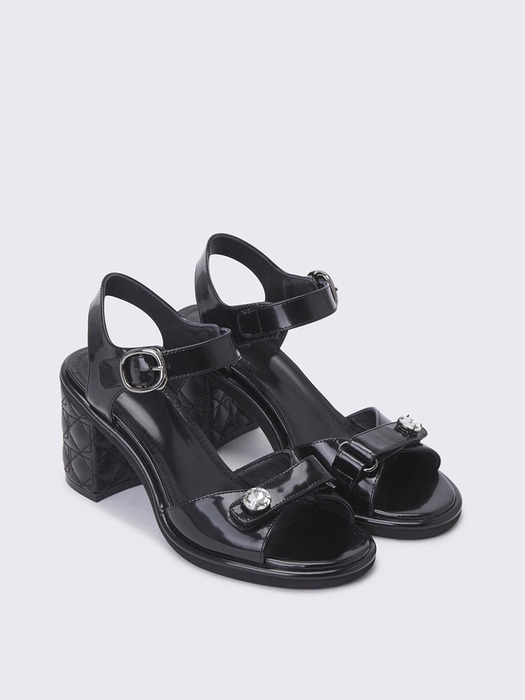 Quilting point sandal(black)_DG2AM24009BLK