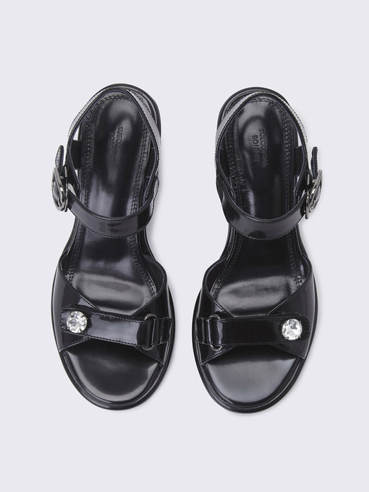 Quilting point sandal(black)_DG2AM24009BLK