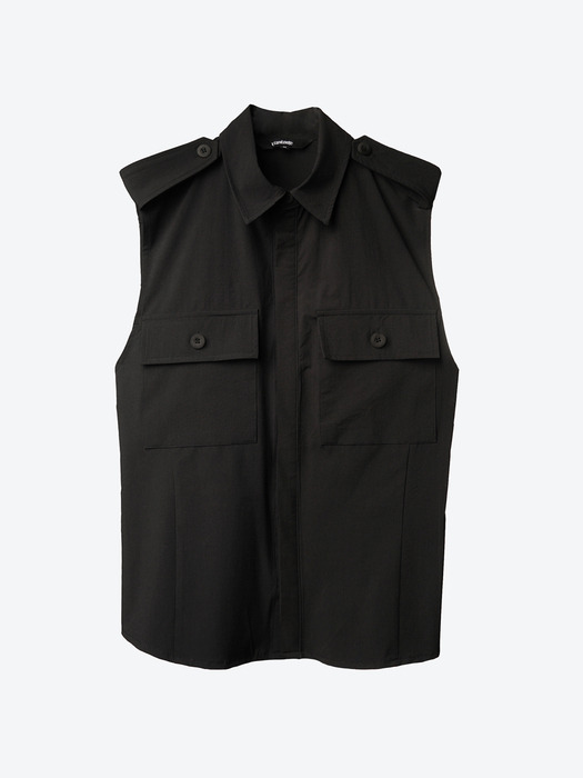 Sleeveless Safari Shirt[Black(UNISEX)]_UTS-SS22