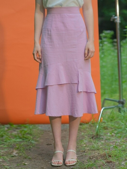 Linen Long Skirt Purple