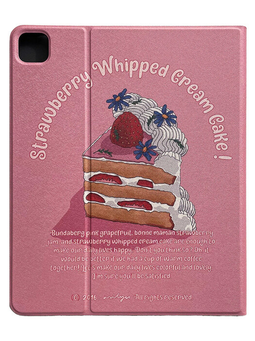 iPad Leatherette Cover_Strawberry Whipped Cream Cake