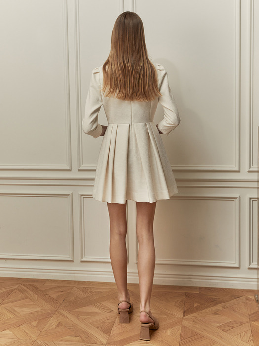 Tweed Flare Dress_Pearl Ivory
