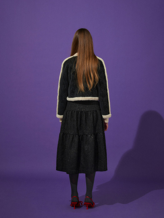 TWEED CAN CAN SKIRT - BLACK