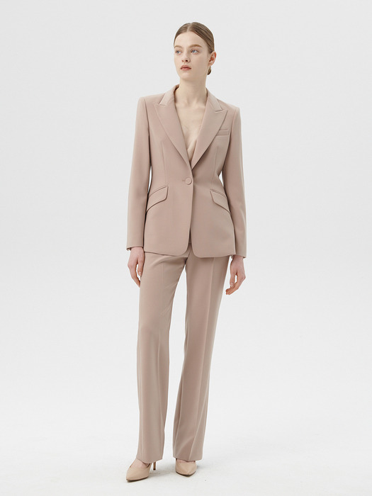 CLASSIC ONE-BUTTON JACKET - BEIGE