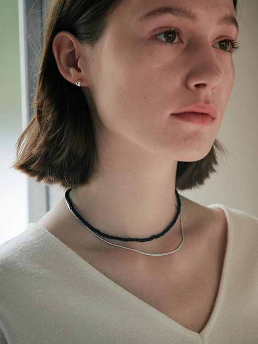 [925 silver] moc necklace + flat soir necklace (silver)