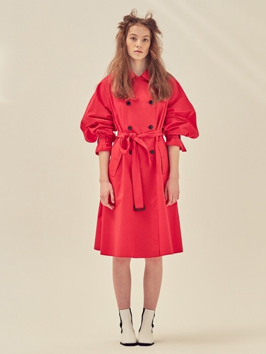 OVERSIZED COTTON TRENCH_RED