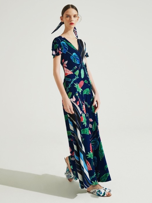 Tropical Patterned Long Dress