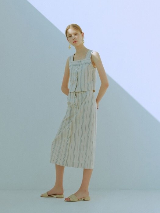 [EXCLUSIVE] STRIPE LINEN SLEEVELESS TOP_2colors