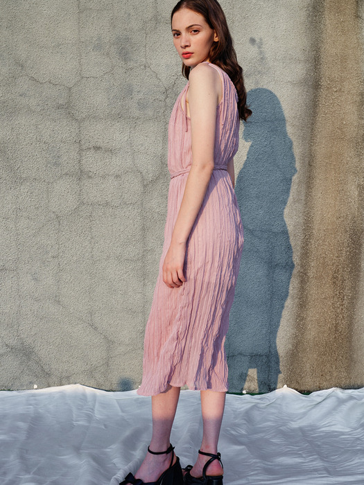 Rosalie Pleats Chiffon Dress_Pink