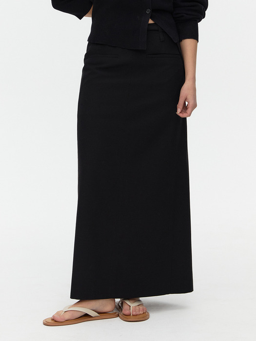 Belted Maxi Skirt_BLACK