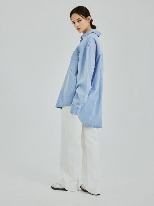 W/Soft-Touch Washed Denim Shirt(3color)
