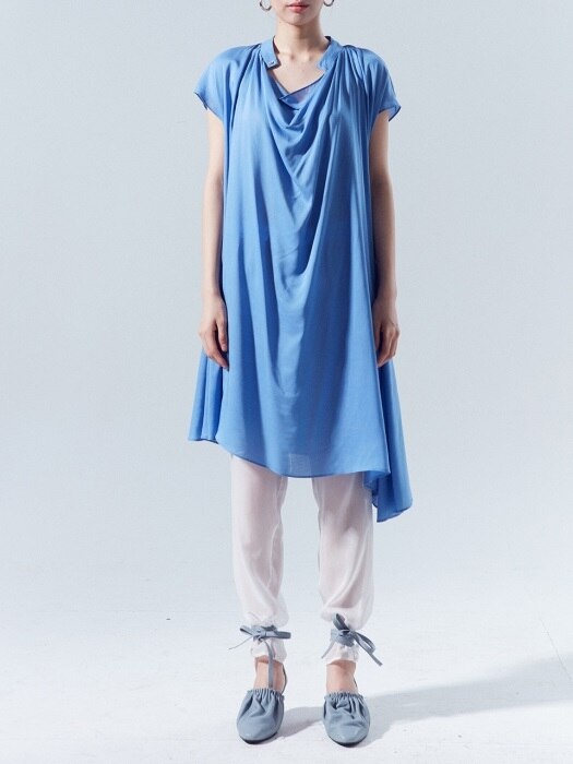 Draped Midi Dress_BLUE