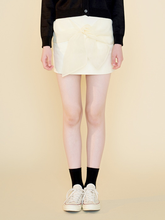 bow mini skirt (cream) 