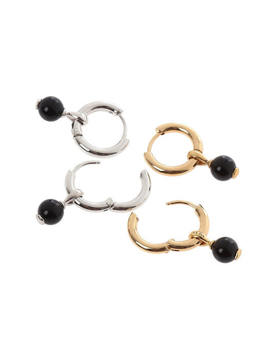 [GRAY Collection] Onyx Ball drop Earrings