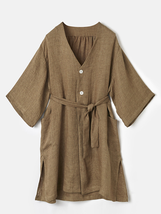 (w) Readymade Robe in Linen Dobby Brown