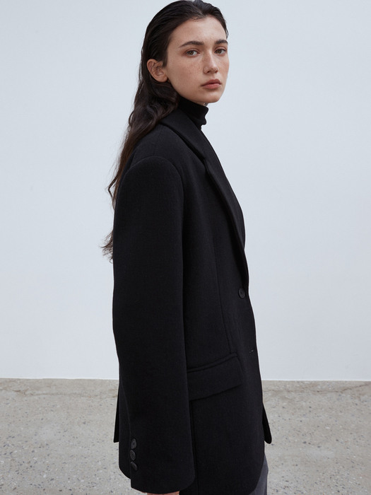 OU982 boucle wool jacket (black)