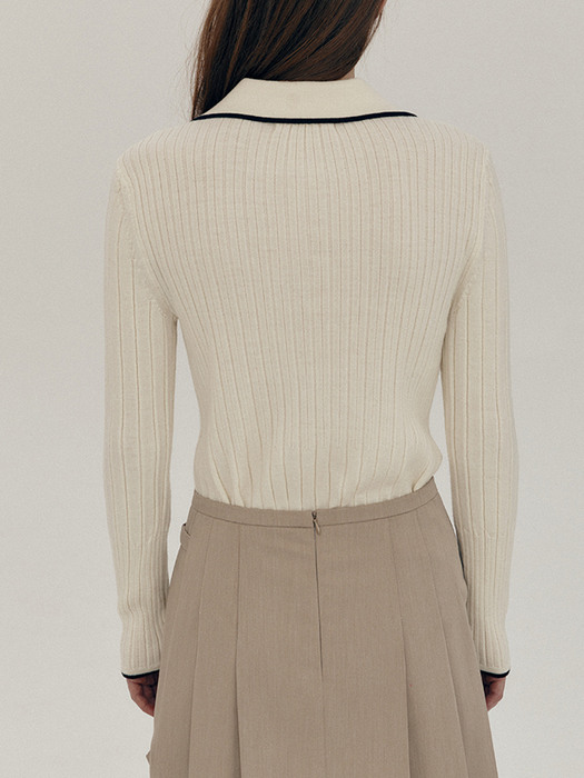 OPEN COLLAR KNIT_IVORY
