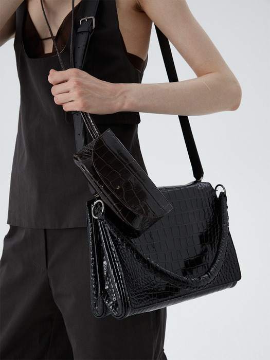 Fame Medium Bag - Black(Croc)