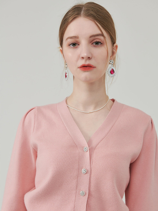 Lautre shine V-neck Pink knit cardigan