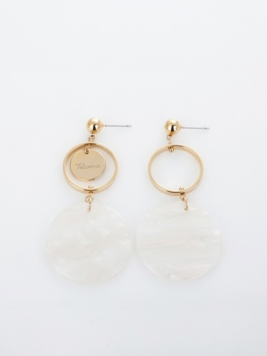 WHITE CIRCLE FORMICA EARRING
