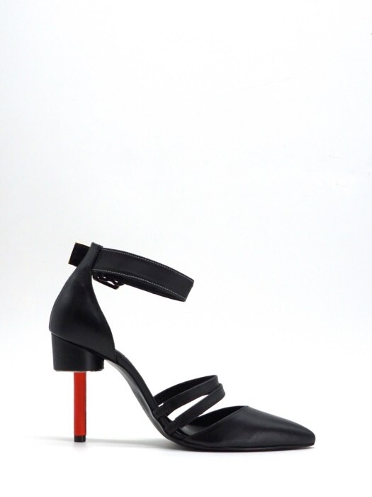 100 HIGH HEEL STRAP SHOES IN THREE PRIMARY COLORS AND BLACK LEATHER