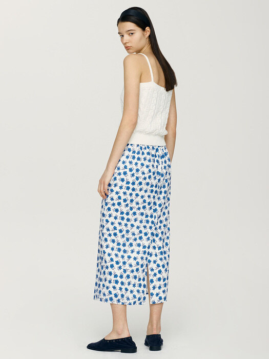 POKAI H-line skirt (Blue flower)