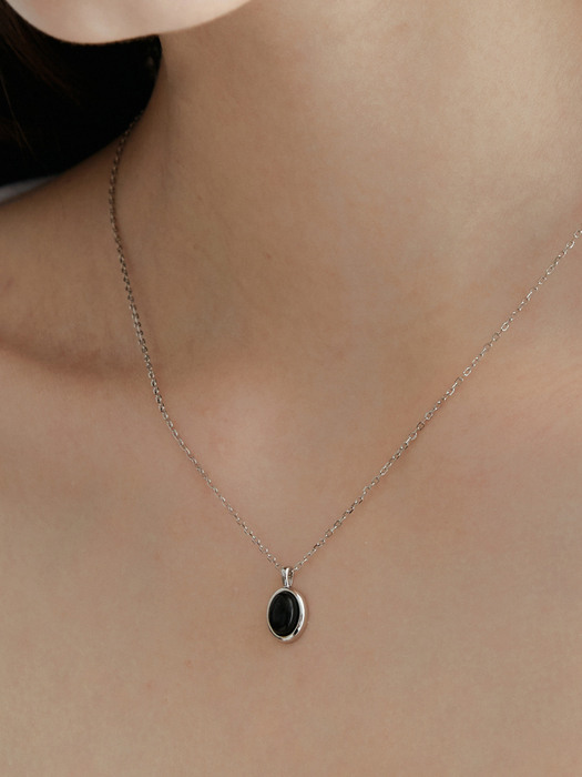 [925 SILVER] Onyx Daily Necklace