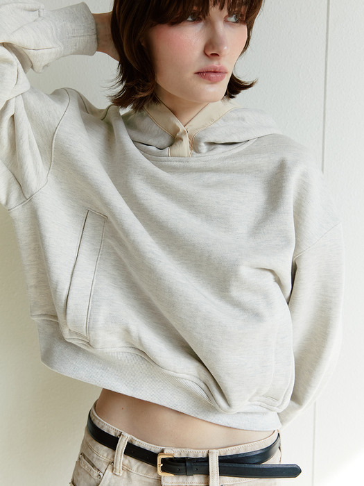 RTS FABRIC COMBINATION CROP HOODIE_2COLORS