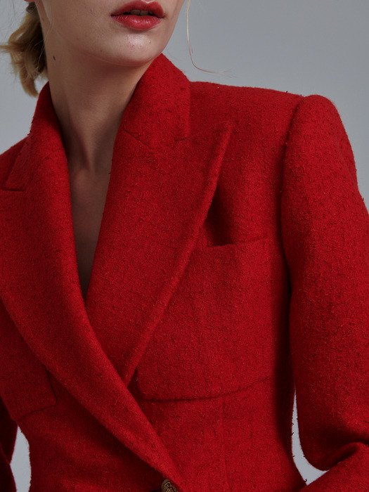 red tweed coat