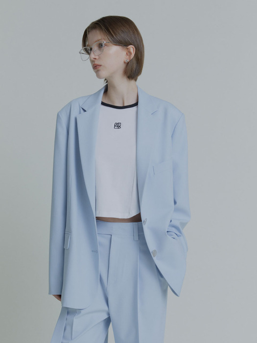 [ESSENTIEL] PIANO Classic Two-Button Oversized Jacket_Sky Blue