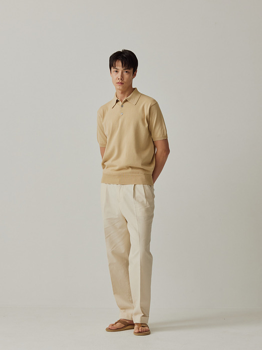 Essential Short Sleeve Polo Knit (Beige)