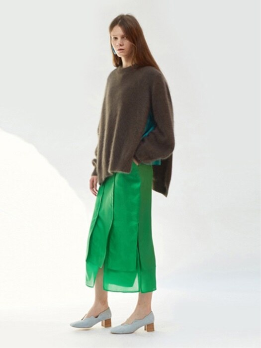 17FW SILK LAYERED SKIRT (GREEN)