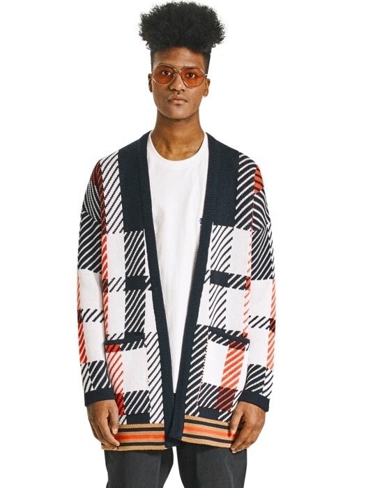 TARTAN CHECK CARDIGAN (NAVY)