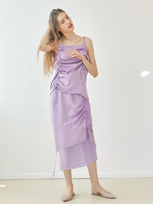 Shirring layered skirt - Lilac