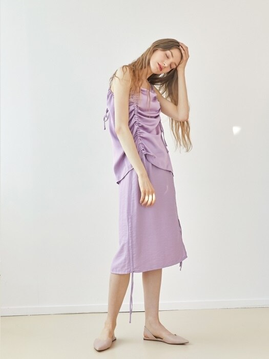 Shirring layered skirt - Lilac