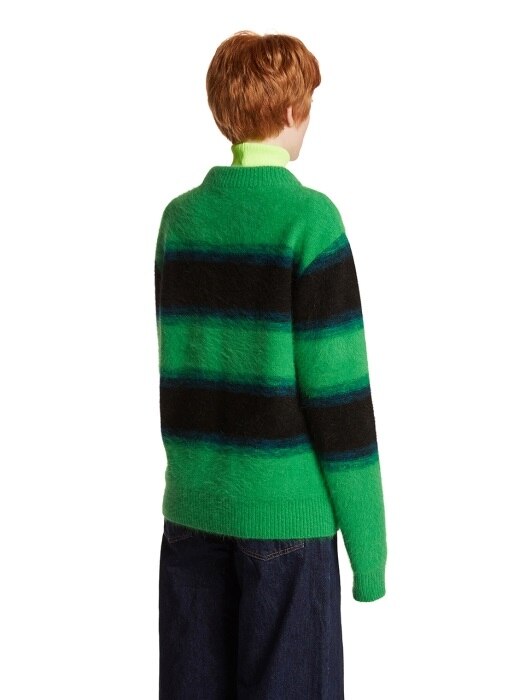 Angora Stripe Knit Sweater_GREEN