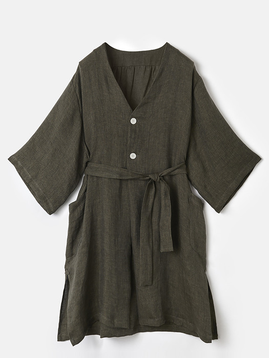 (w) Readymade Robe in Linen Dobby Olive