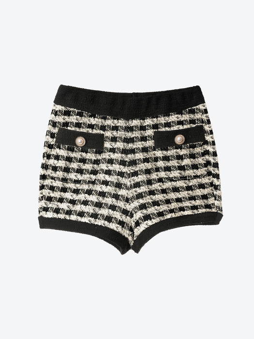 Gingham Boucle Knit Shorts(Black)_UTW-SC16 
