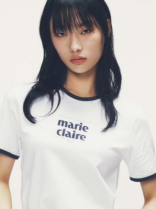 마리 로고 배색 티셔츠(MAEBTS01MWH)