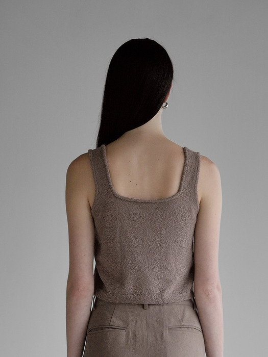 TERRY SQUARE NECK CROP SLEEVELESS BROWN