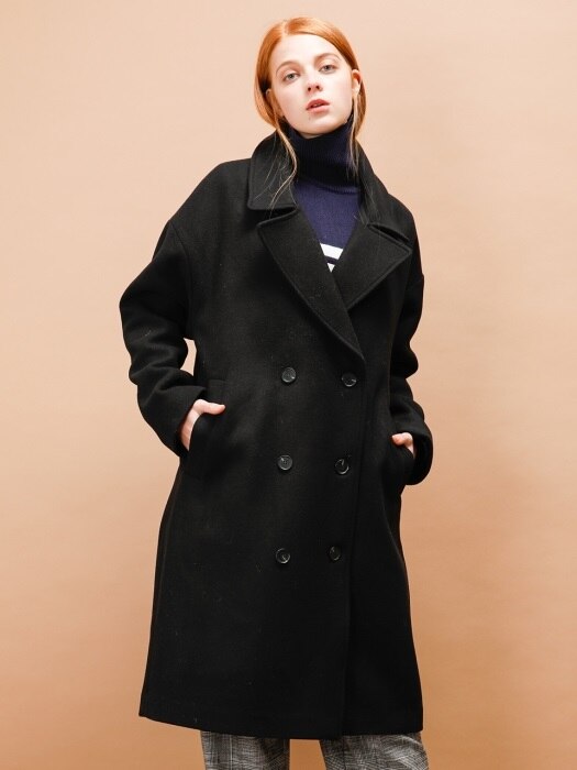 TAILORED DOUBLE WOOL COAT_BLACK