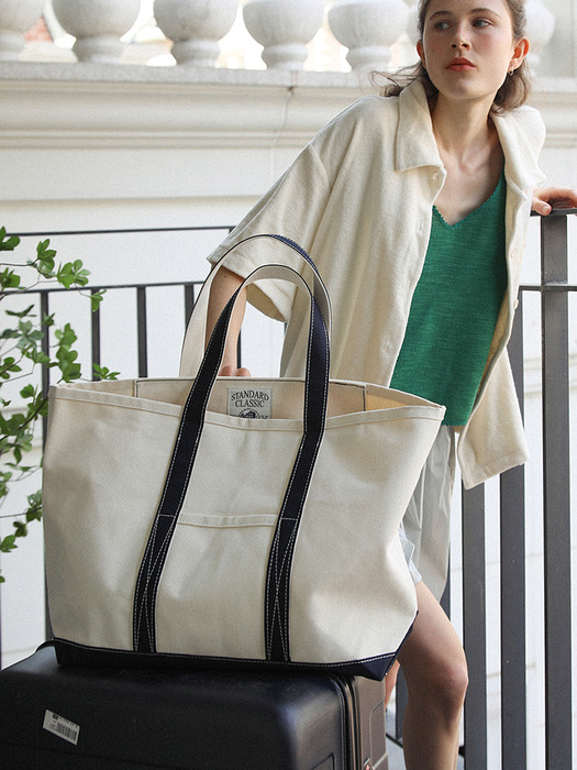 Classic Tote (L) (Navy)